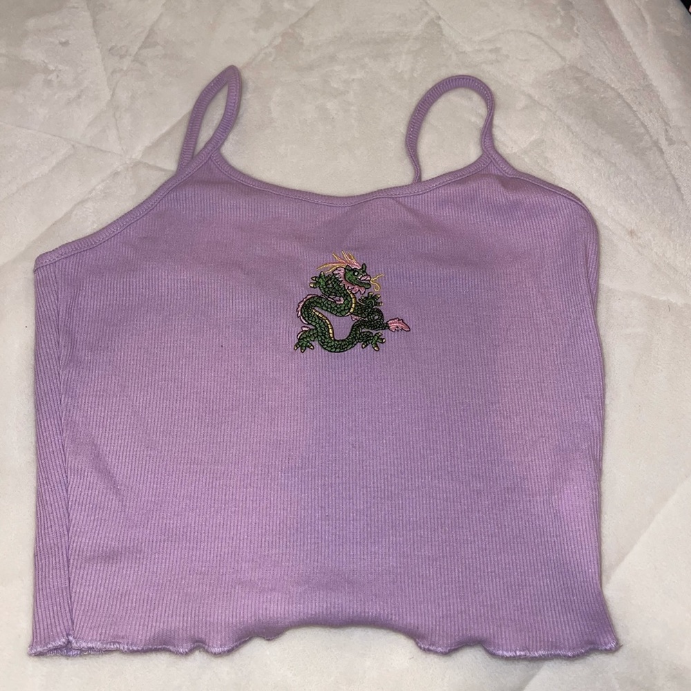 Cropped tank with dragon detail